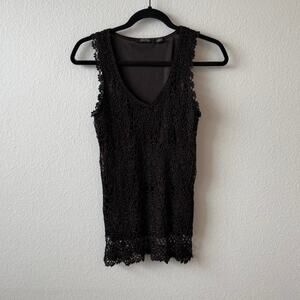 Vintage crochet chocolate brown top